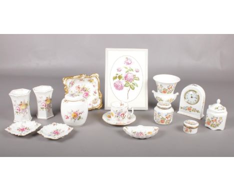 A quantity of ceramics. To include Aynsley 'Cottage Garden', Royal Crown Derby 'Derby Posies' &amp; Royal Worcester 'Cabbage 