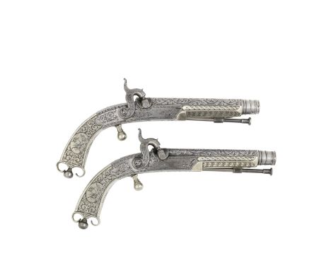 A Pair Of Highland All-Metal Percussion Belt Pistols Signed Murdoch, Mid 19th centuryWith barrels each engraved with scrollin