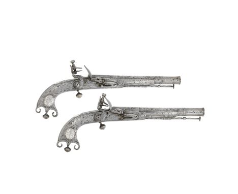 A Pair Of Scottish Flintlock All-Steel Belt Pistols By Thomas Murdoch Of Doune, mid 18th centuryWith four-stage barrels engra