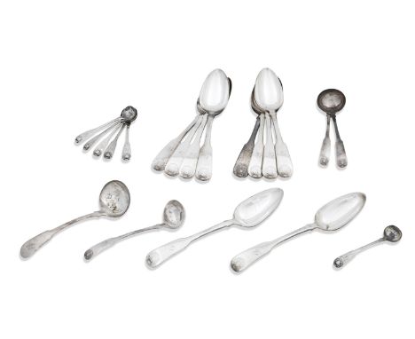 A Set of Ten George III Tablespoonsby Andrew Wilkie, Edinburgh, 1816, also with retailer's mark MORTON,  Of fiddle and shell 