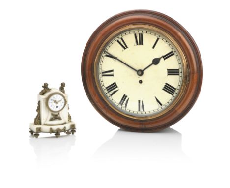 A 19th century wall clockWith painted dial, 41cm diameter; and a French mantel clock. (2)For further information on this lot 