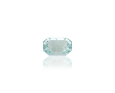 A Scottish Aquamarine, unmountedOf emerald-cut, light greenish blue, measuring 8.09 x 5.78 x 4.87mm, weighing approximately 1