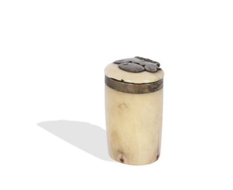 Burke and Hare Interest: A brass mounted bone snuff boxCirca 1829Of tapered oval form, the hinged cover with vacant oval plaq