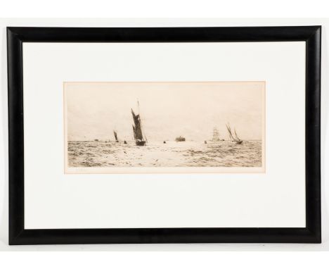 WILLIAM LIONEL WYLLIE RA RE (BRITISH 1851 - 1931),
FAIRWAY ON THE SOLENT
original drypoint etching, signed in pencil
16cm x 3