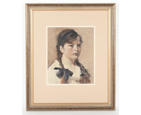 WALTER GRAHAM GRIEVE RSA RSW (SCOTTISH 1872 - 1937),
PORTRAIT OF THE ARTIST'S NIECE and PORTRAIT OF A WOMAN
oil on board, sig