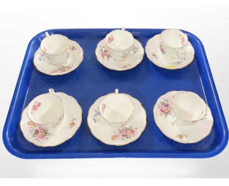 Six Coalport Junetime teacups and saucers 