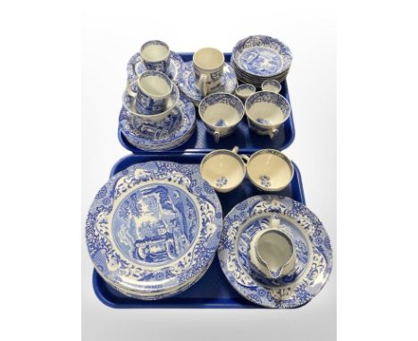 A collection of mostly Copeland Spode Italian blue and white ceramics (2 trays) 