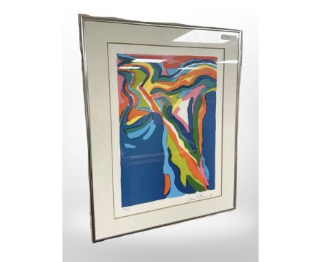 A continental limited edition abstract colour print, indistinctly signed, 31cm x 42cm.