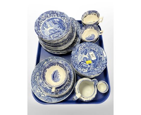 Apporximatel 43 pieces of Copeland Spode Italian blue and white tea and dinner china.