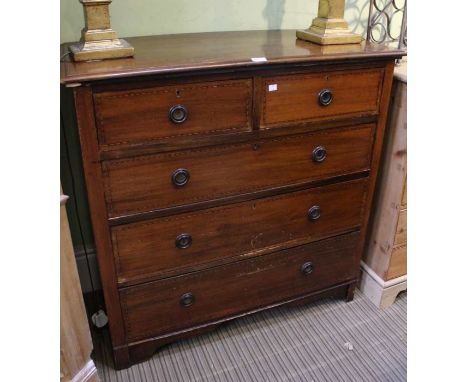 An Edwardian mahogany chest of two short over three long drawers, 99cm x 99 cm