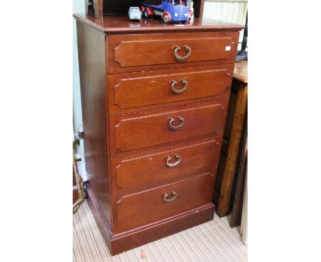 A mahogany finished red label G-Plan 20th century chest of five drawers, 58cm wide&nbsp;x 104 cm