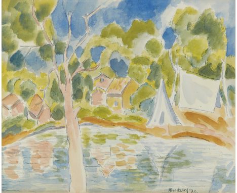 Horace Brodzky,&nbsp;Australian 1885-1969 -&nbsp;Lakeside, 1932;&nbsp;watercolour on paper, signed and dated lower left 'H. B