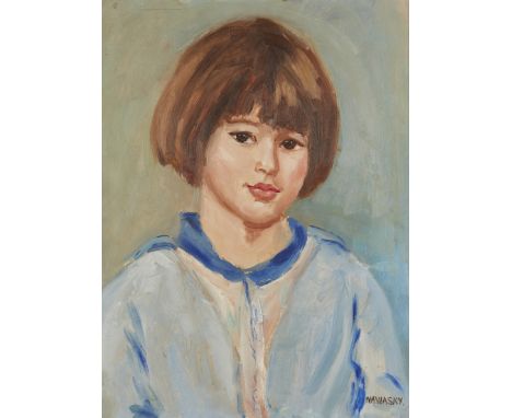 Philip Naviasky,&nbsp;British 1894-1983 -&nbsp;Portrait of a Young Girl;&nbsp; oil on board, signed lower right 'Naviasky', 5