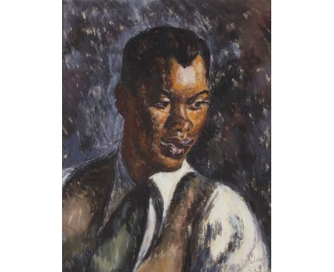 Eve Disher,&nbsp;British 1894-1991 -&nbsp;Portrait of a young man;&nbsp;gouache on paper, signed lower right 'Eve Disher', 50