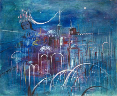 Feliciano B&eacute;jar,&nbsp;Mexican 1920-2007 -&nbsp;Blue city, 1966;&nbsp;oil on canvas, signed and dated lower right 'Feli
