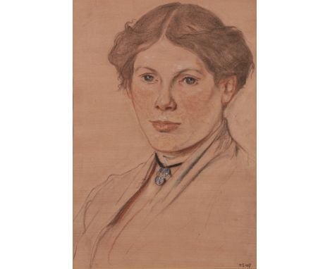 Charles Haslewood Shannon RA,&nbsp;British 1863-1937 -&nbsp;Portrait of a woman, 1917;&nbsp;chalk on paper, signed with initi