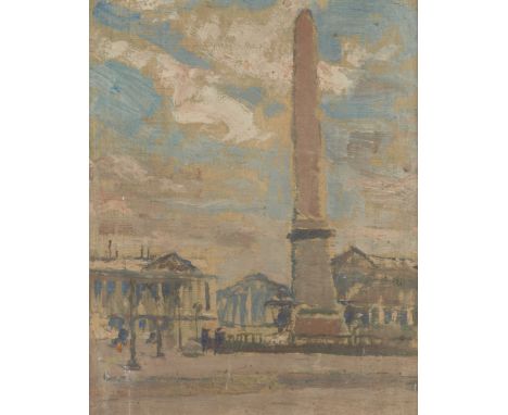 Erna Hoppe-Kinross, British 1875-1964 - Paris: Place de la Concorde, 1910; oil on panel, signed, titled and dated on the reve