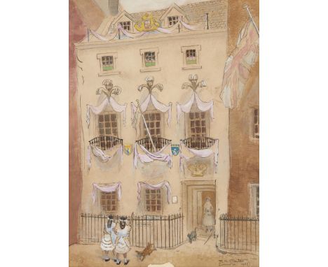 Rudolf Helmut Sauter,&nbsp;German/British 1895&ndash;1977 -&nbsp;Coronation, 1953;&nbsp;ink and gouache on paper, signed, tit