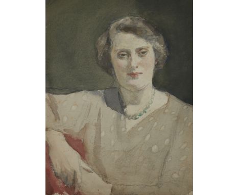 Harry Becker,&nbsp;British 1865-1928 -&nbsp;Portrait of Mrs Wittam;watercolour on paper, titled lower centre 'Ms Wittam;, 36.