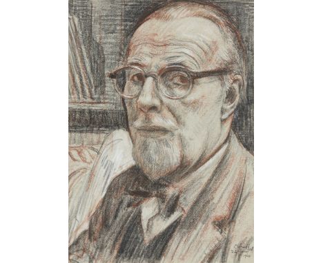 Clifford Hall ROI NS,  British 1904-1973 -   Self Portrait, 1964;   coloured chalk on paper, signed and dated lower right 'Cl