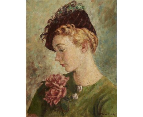 Grace English,&nbsp;British 1891-1956 -&nbsp;Portrait of Patience Kinross (nee English);&nbsp;oil on canvas, signed lower rig