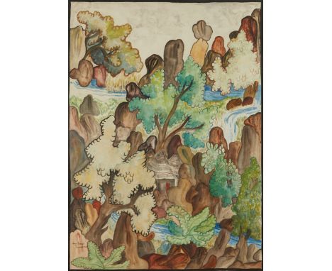 John Balopi,&nbsp;Zimbabwean active c.1947 -&nbsp; &nbsp;Cyrene, 1947;&nbsp;watercolour and ink on paper, signed, titled and 