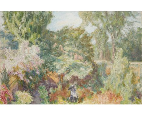 Helen Lessore,&nbsp;British 1907-1994 -&nbsp;Statue of Pan in a Camberwell Garden; oil on canvas, 50.5 x 76 cm (ARR)Provenanc