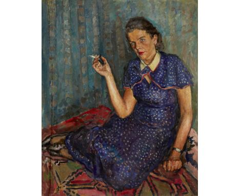 Wilhelm Veniaminovich Levik,&nbsp;Ukrainian 1907-1982 -&nbsp;Portrait of E. F. Knipovich;&nbsp;oil on canvas, 99.5 x 79.5 cm&