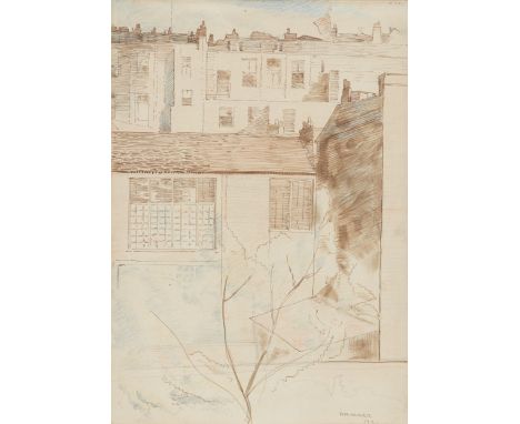 Alfred Wolmark,  British/Polish 1877-1961 - View of houses, 1921;  ink and coloured pencil on paper, signed and dated lower r