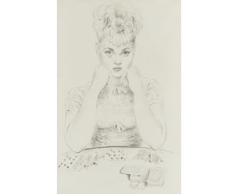 Sir Cecil Walter Hardy Beaton CBE,&nbsp;British 1904-1980 -&nbsp;Portrait of Judy Holliday (1921-1965);&nbsp;black crayon on 