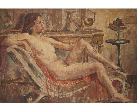 Grace English,&nbsp;British 1891-1956 -&nbsp;Nude Sketch, 1946;&nbsp;oil on canvas board, signed, titled and dated on the rev