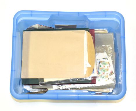 GB and World in a Blue Plastic Box - Includes a red album with mint KGVI and QE2 including 1960's in blocks of 4. Also junior