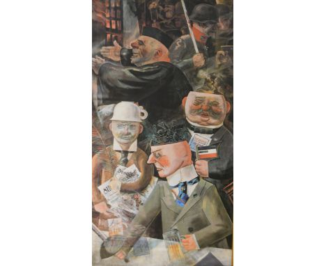 After Otto Dix, German figures, coolur print, 70cm x 38cm.