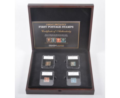 Stamps: Britain's First Postage Stamps - Philatelic Legends, cased set of four.