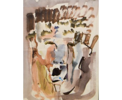 Michael Gibbison, portrait, 33 x 24cm, and huntsman, watercolour, 43 x 37cm (2)