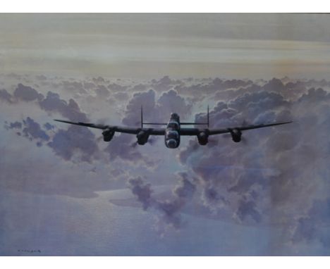 After Gerald Coulson, Lancaster Bomber, colour print, 56cm x 74cm.
