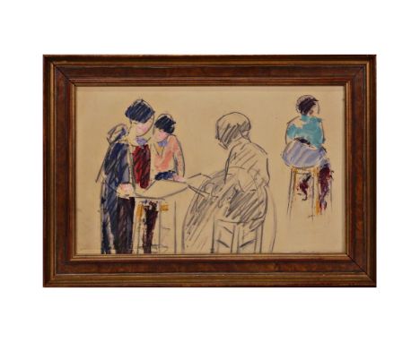 Maurice LE SCOUeZEC (1881-1940) "4 CHARACTERS", SKETCH, PENCIL AND WATERCOLOR, STAMP ON THE BACK N¡1601/3089 FROM THE RAISONN