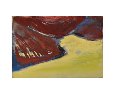 Oil on canvas, abstract composition, unsigned, studio stamp on the back, French painting, 20th _. Collectible fine art for in