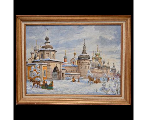 Manuilov Nodar (1926) Rostov the Great, Kremlin, oil on canvas, Soviet painting of the 20th century. The author's signature i