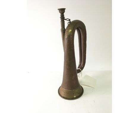 A Military copper and brass bugle made by Henry Potter &amp; Co London 1900 the brass end engraved 1st Lincs VA 1 the first B