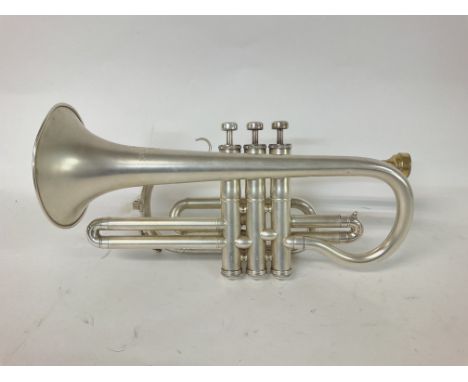 Boosey and Hawkes Silver plated Cornet in original case with mouthpiece and oil