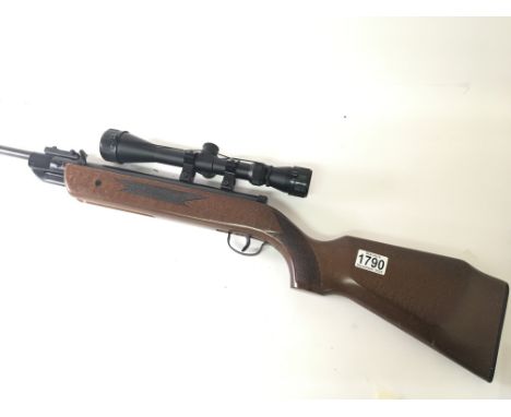 A .22 air gin with attached telescopic sight.