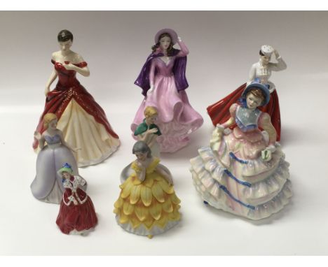 8 various porcelain lady figures including Doulton, Coalport etc.