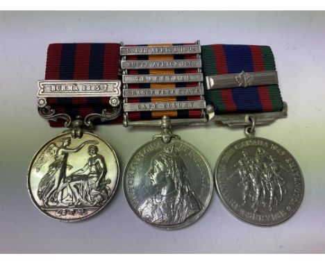Medal group ( Not matching). India general service medal 1854-1895 with Burma 1885-7 bar awarded to Private Beck 2nd Btn R Su