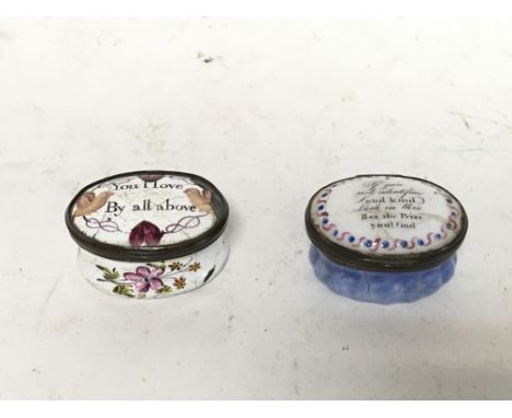 2 Victorian Bilston Enamel patch boxes