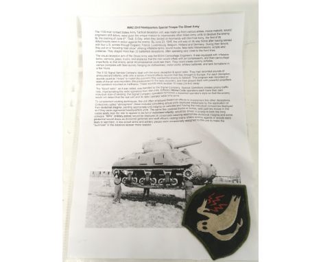 WW2 US 23rd HO Company "Ghost Army" Patch. With write up about the unit.
