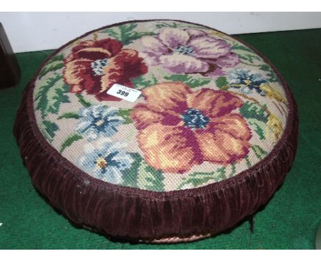 A 19th Century Burgundy and Tapestry Stool