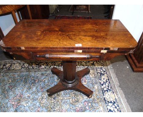 An Early Victorian Rosewood Fold Over Card Table 
