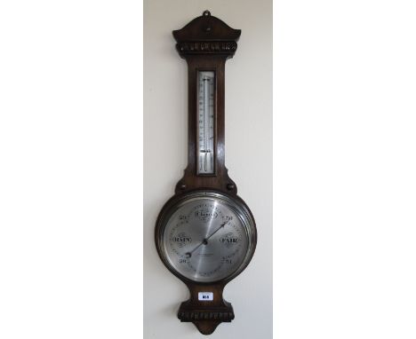 A Mahogany and Beech Cased Aneroid Wheel Barometer, by Lancaster & Thorpe Ltd.