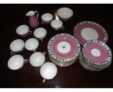 A Royal Worcester Tea Service, white and pink decorated 